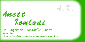 anett komlodi business card